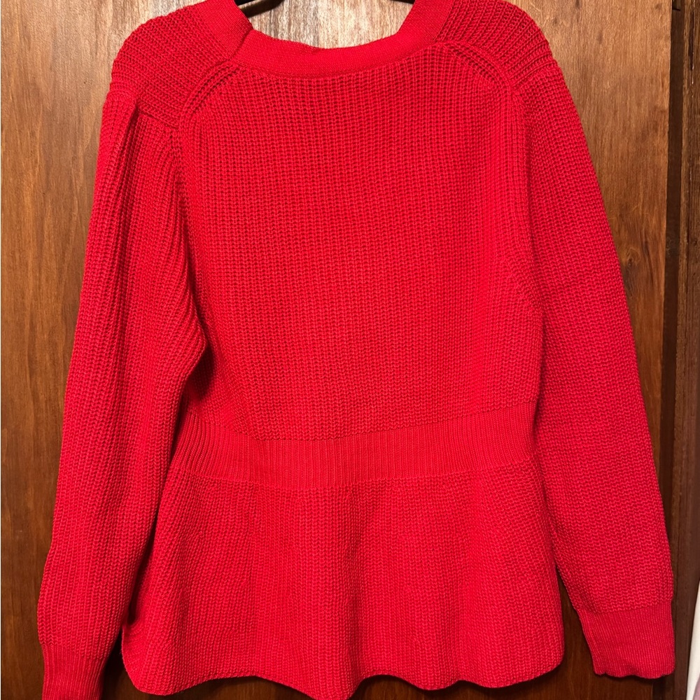 Women’s Red Plus Size Peplum Cardigan - 3XL - Picture 4 of 4